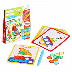 Магнитный набор «Мозаика», цвета, формы, магнитная ручка, фишки, задания, по методике Монтессори