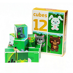 Кубики "Лесные животные" (без обклейки) 12 шт Baby Toys