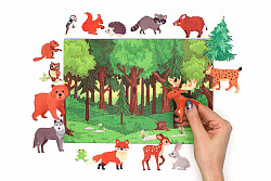 Лесные животные фетр (18дет.)