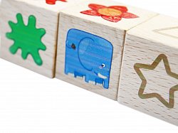 Кубики деревянные на оси "Учим цвета и формы" (3 кубика)