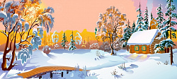 Баннер "Зима с домиком" 1,8*4м
