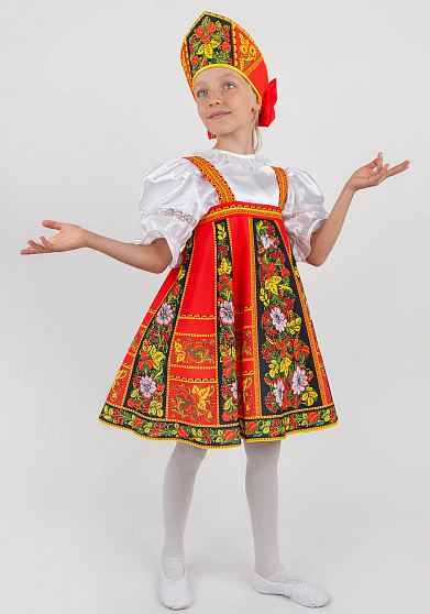 Русский народный костюм для девочки Хохлома Задорная