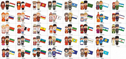 Карта из фетра "Национальности России" + 38 карточек