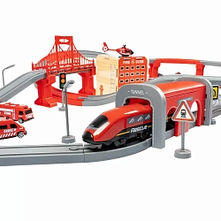 Железная дорога с электропоездом "Пожарная охрана", интерактивная