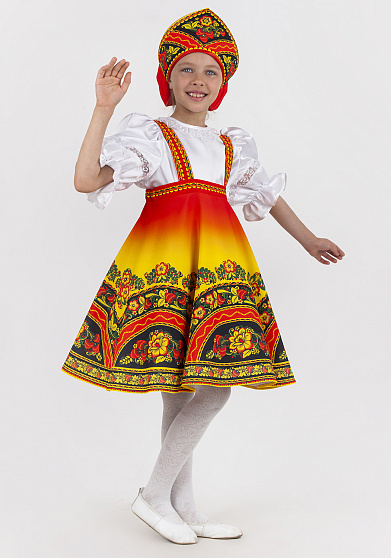 Русский народный костюм для девочки Хохлома Узорная
