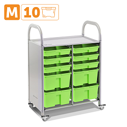 Мобильный стеллаж M с 10 контейнерами
