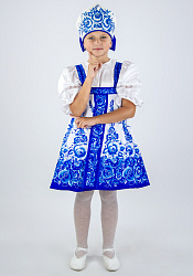 Русский народный костюм для девочки Гжель расписная