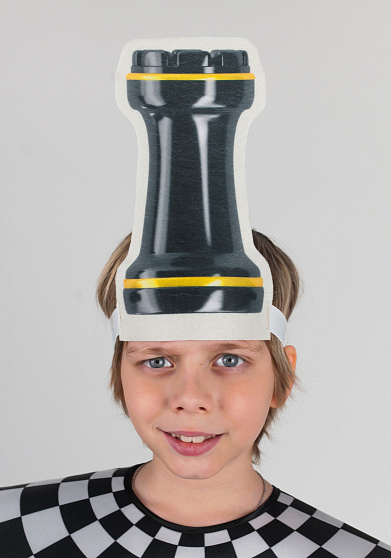 Головной убор - маска Шахматная фигура черная, ладья
