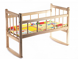 Кроватка-качалка из бука/дуба с матрасом  (длина 55см)