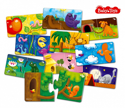 Пазлы макси парные "Кто где живет?" 20 эл Baby Toys