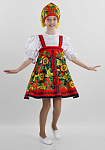 Русский народный костюм для девочки Хохлома расписная / Ягодка