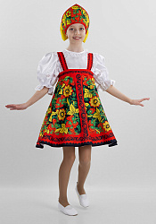 Русский народный костюм для девочки Хохлома расписная / Ягодка