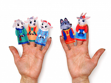 Пальчиковый театр Волк и козлята фетр (5дет)