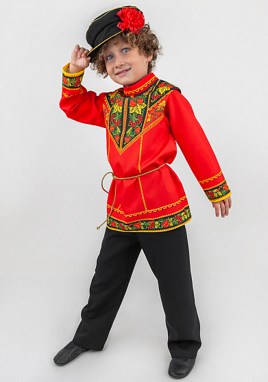 Русская народная рубаха Хохлома Задорная для мальчика