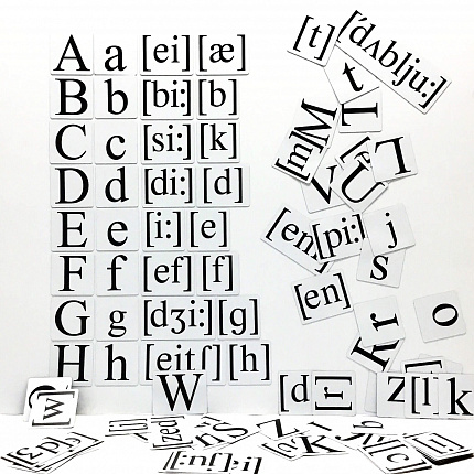 Набор магнитных карточек "Alphabet and transcription" (большой размер)