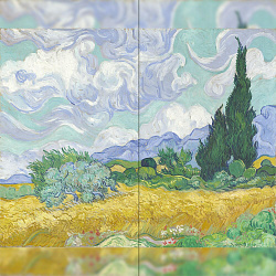 Репродукция картины В. Ван Гог "Пшеничное поле с кипарисами" Декорация / Занавес сцены