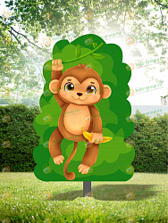 Уличная фигура для детской площадки ОБЕЗЬЯНА + металлическая опора
