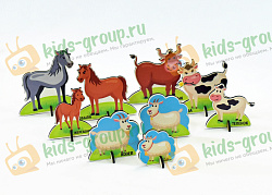 Набор фигурок ДОМАШНИЕ ЖИВОТНЫЕ 5-7 см (фанера) + мультфильмы