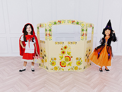 Ширма для кукольного театра Хохлома бежевая (Напольная)