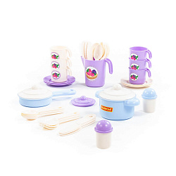 Набор детской посуды Настенька на 6 персон 38 элементов, фиолетовый