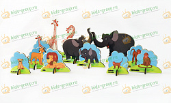 Набор фигурок ДИКИЕ ЖИВОТНЫЕ 5-7 см (фанера)