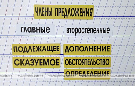 Набор магнитных карточек "Члены предложения" (фон жёлтый)