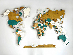 Многоуровневая карта мира из дерева С ПОДСВЕТКОЙ 200х124