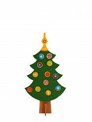 Набор "Новогодняя ель" (ель - чехол, 12 шаров, верхушка, 12 снежинок, 7 сугробов) Малый.