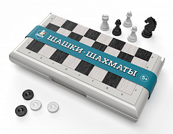 Игра настольная "Шашки-Шахматы" в пласт.коробке (мал, сер)