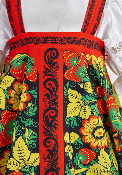 Русский народный костюм для девочки Хохлома расписная / Ягодка