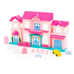 Кукольный домик София с набором мебели и автомобилем (14 элементов) (в пакете)