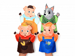 Театр на руку печать "Три поросенка" фетр (4дет)