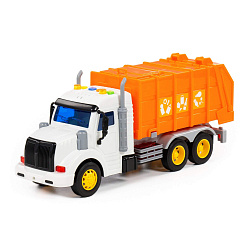 Автомобиль коммунальный инерционный (со светом и звуком) (оранжевый) (в коробке) Профи