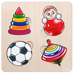 Больше-меньше "Игрушки" развивающая доска (Дерево)