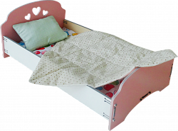 Кроватка для кукол деревянная розовая