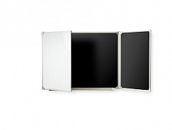 Трёхэлементная магнитная полимерная школьная доска 3000х1000 комбинированная(черный/маркер)