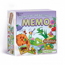 Детское деревянное Мемо "Насекомые" 24 деталей