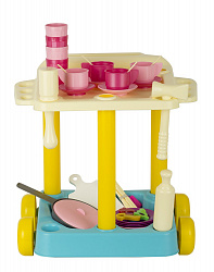 Сервировочный столик с набором детской посуды в сумке 48пр.