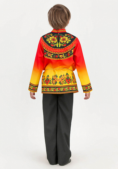 Русская народная рубаха Хохлома Узорная для мальчика