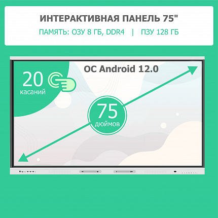 Интерактивная панель EDFLAT 75 LT01, ОС Android 12.0