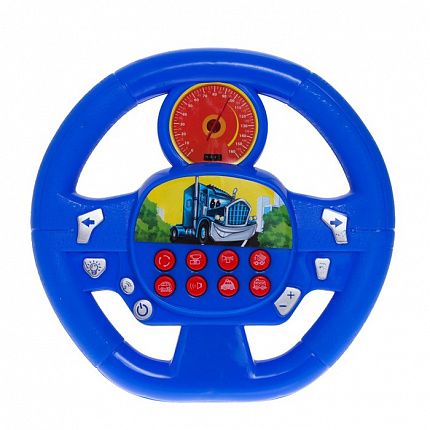Музыкальный руль «Весело рулим», работает от батареек, цвет синий