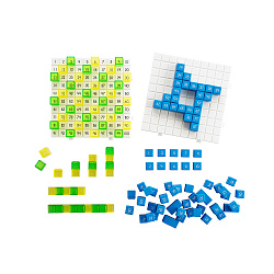 Кубики полупрозрачные и кубики с цифрами. Набор "Учимся считать до 100"