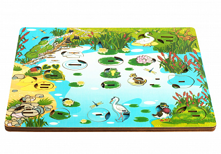 3D Развивающая доска "Обитатели пруда"  (Пруд, 40 деталей)