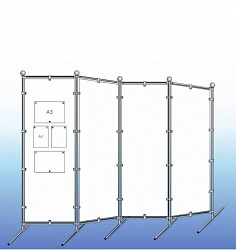 Стенд-ширма №2.2 магнитно-маркерная двухсторонняя 4-х секционная