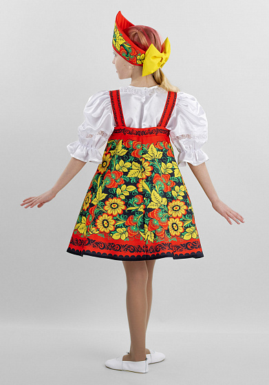 Русский народный костюм для девочки Хохлома расписная / Ягодка