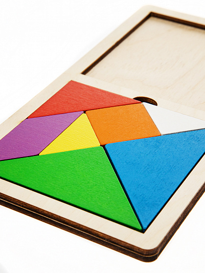 Игра головоломка деревянная «Танграм» цветная