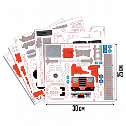 Деревянный конструктор «Пожарная машина», 79 деталей, 24х10х13 см