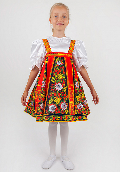 Русский народный сарафан Хохлома Задорная для девочки