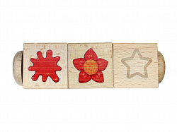 Кубики деревянные на оси "Учим формы" (3 кубика)