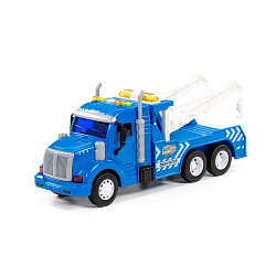 Автомобиль-эвакуатор инерционный (со светом и звуком) (синий) (в коробке) Профи